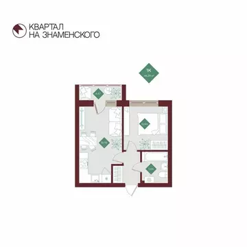 1-комнатная квартира: Тобольск, микрорайон 3Б, 6Бк2 (46.29 м)