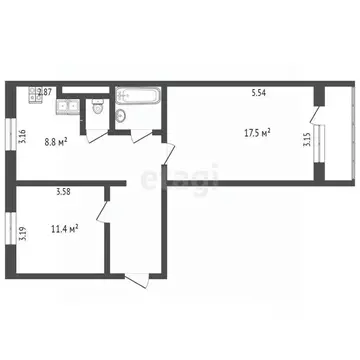 2-к кв. Ямало-Ненецкий АО, Муравленко ул. Ленина, 131 (51.4 м)