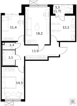 Продается 3-комнатная квартира