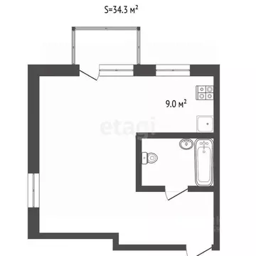 Студия Ярославская область, Ярославль просп. Авиаторов, 16 (34.3 м)