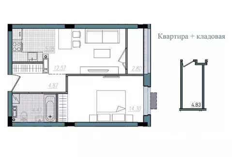 2-к кв. Смоленская область, Смоленск ул. Александра Степанова (44.02 ...