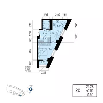 2-к кв. Башкортостан, Уфа Глумилино-1 мкр, Новатор жилой комплекс ...