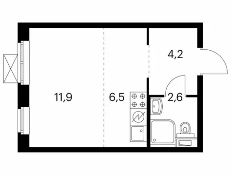 Квартира-студия: Котельники, микрорайон Парковый, 1к6 (25 м)