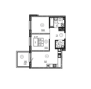 3-к кв. Санкт-Петербург Волхонское ш., 5к2 (53.3 м)