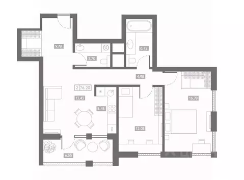 2-к кв. Ростовская область, Ростов-на-Дону Проявление клубный дом,  ...