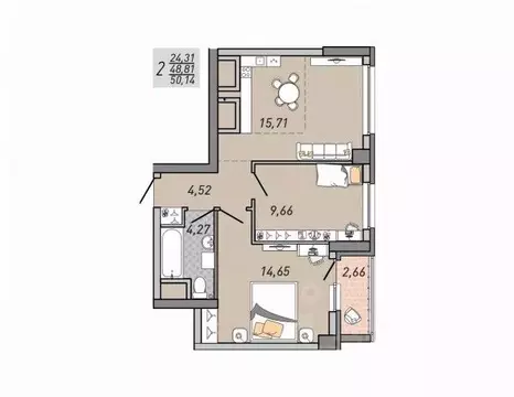 2-к кв. Свердловская область, Екатеринбург ул. Печатников (50.14 м)