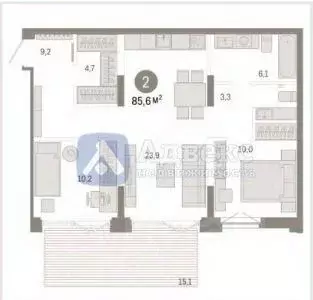 2-к кв. Тюменская область, Тюмень ул. Республики, 205к2 (85.58 м)
