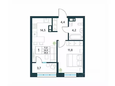 1-к кв. Забайкальский край, Чита Хороший мкр, 16 (38.6 м)