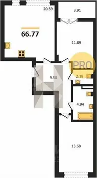 2-к кв. Калининградская область, Гурьевск Включи жилой комплекс (74.77 ...