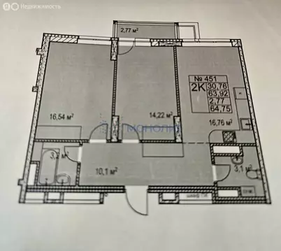2-комнатная квартира: Нижний Новгород, Вишнёвый переулок, 3 (65 м)