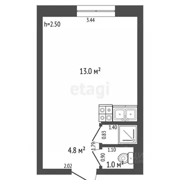 1-к кв. Башкортостан, Стерлитамак ул. Худайбердина, 170А (18.8 м)