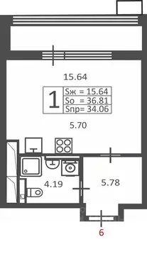 1-к кв. Москва Полярная ул., 16К1 (34.06 м)