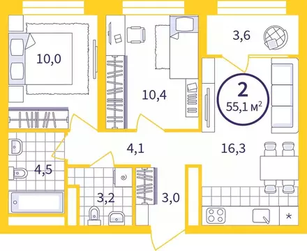 2-к кв. Свердловская область, Екатеринбург Уктус жилрайон, Астон ...