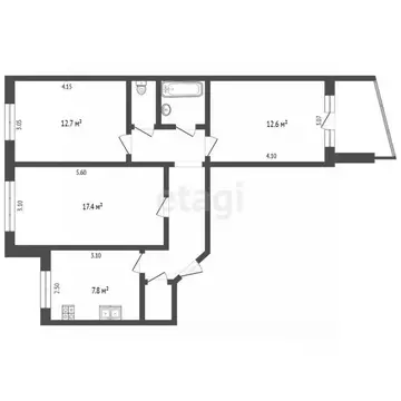 3-к кв. Челябинская область, Челябинск ул. Хохрякова, 30 (65.7 м)