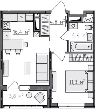 1-к кв. Владимирская область, Владимир Сновицы-Веризино мкр,  (38.8 м)