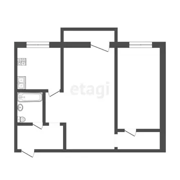 2-комнатная квартира: Тюмень, Одесская улица, 43 (45.7 м)