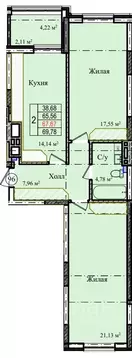 2-к кв. Калининградская область, Гурьевский муниципальный округ, пос. ...