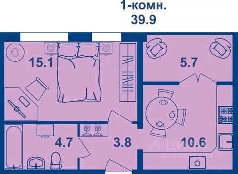 1-к кв. Костромская область, Кострома Магистральная ул., 71 (37.6 м)