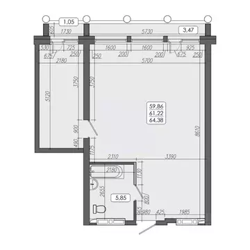 2-к кв. Приморский край, Владивосток ул. Мыс Кунгасный, 3Б (61.22 м)