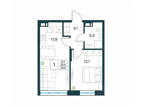 1-к кв. Забайкальский край, Чита Хороший мкр,  (38.0 м)