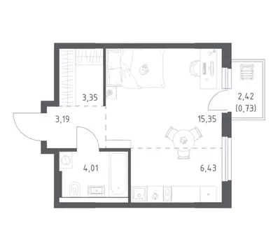 1-комнатная квартира: Уфа, улица Минигали Губайдуллина, 8к9 (33.06 м)