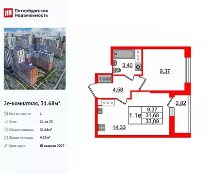 1-к кв. Ленинградская область, Всеволожский район, Свердловское ...
