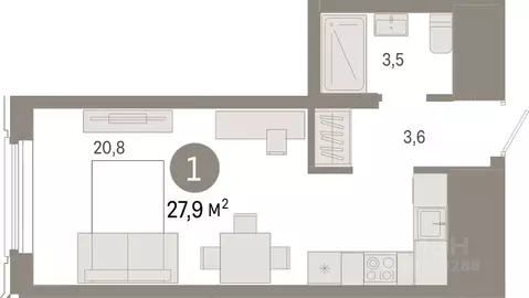 Студия Свердловская область, Екатеринбург Вокзальный жилрайон, ул. ...
