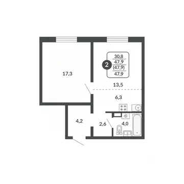2-к кв. Кировская область, Киров Московская ул., 209 (47.9 м)