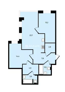 2-комнатная квартира: Санкт-Петербург, улица Матроса Железняка, 1А ...