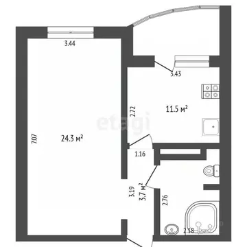 1-к кв. Тюменская область, Тюменский муниципальный округ, д. Дударева ...
