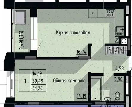 1-к кв. Саха (Якутия), Якутск пос. Геологов,  (41.24 м)