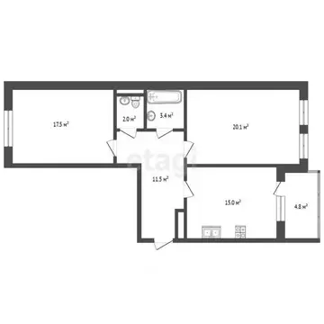 2-к кв. Калужская область, Калуга ул. Маршала Жукова, 23А (71.2 м)