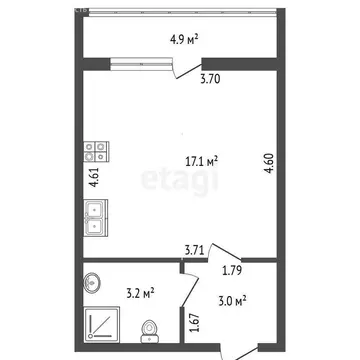 Квартира-студия: Шушары, Старорусский проспект, 13к1 (23.3 м)