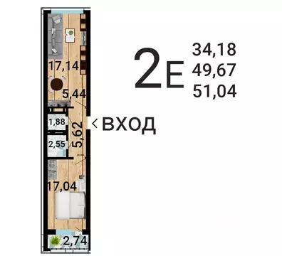 2-к кв. Воронежская область, Воронеж ул. Летчика Демьянова, 1 (52.7 м)
