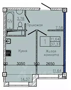 1-к кв. Ставропольский край, Пятигорск  (37.37 м)