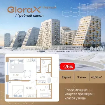 1-к кв. Нижегородская область, Нижний Новгород Глоракс Премиум Гребной ...