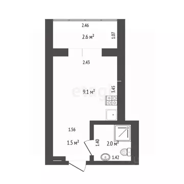 Студия Тюменская область, Тюмень ул. Республики, 239 (14.6 м)