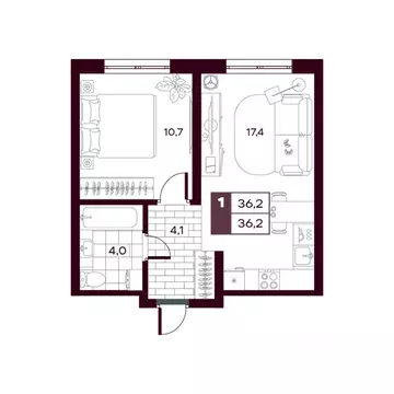 1-к кв. Тюменская область, Тюменский муниципальный округ, д. Дударева ...