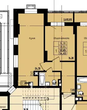 1-к кв. Саха (Якутия), Якутск ул. Софронова, 71 (52.65 м)