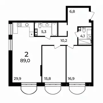 2-к кв. Нижегородская область, Нижний Новгород ул. Воровского, 8 (89.0 ...