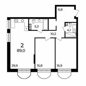 2-к кв. Нижегородская область, Нижний Новгород ул. Воровского, 8 (89.5 ...