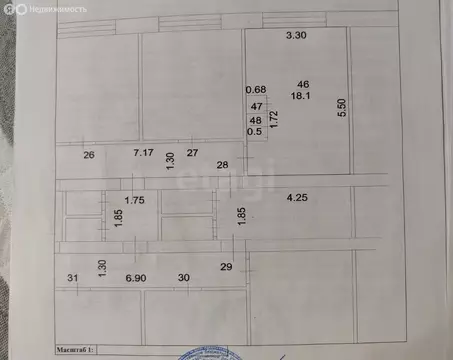 1к в -комнатной квартире (18.9 м)