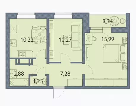 2-к кв. Брянская область, Брянск просп. Станке Димитрова, 67к7 (48.7 ...