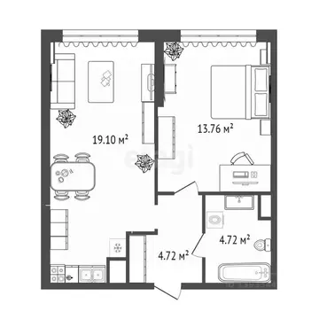 1-к кв. Тюменская область, Тюмень ул. Пожарных и Спасателей, 14 (42.3 ...