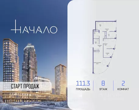 2-к кв. Москва ул. Сергея Макеева, 7С9 (111.3 м)