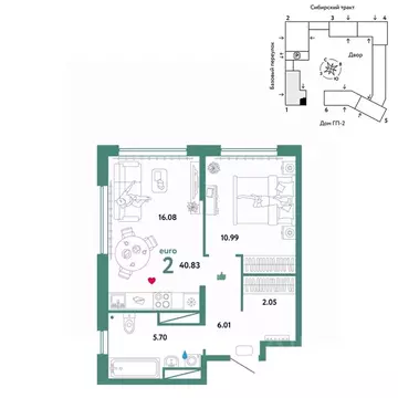 2-к кв. Свердловская область, Екатеринбург Сибирский мкр, Жилой ...