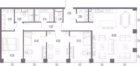 4-комнатная квартира: Москва, ЖК Северный Порт (134.9 м)
