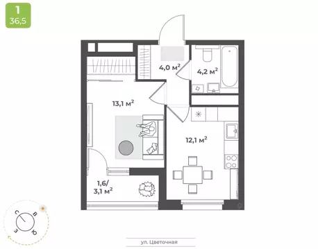 1-к кв. Тверская область, Тверь Соминка мкр,  (35.0 м)
