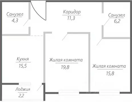 2-к кв. Самарская область, Тольятти ул. Фрунзе, 2В (75.1 м)
