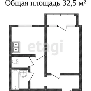 1-комнатная квартира: Миасс, улица Нахимова, 14 (32.1 м)